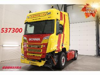 krockskadad bil vrachtwagen Scania R R520 V8 Alcoa Leder Standairco 2019/3